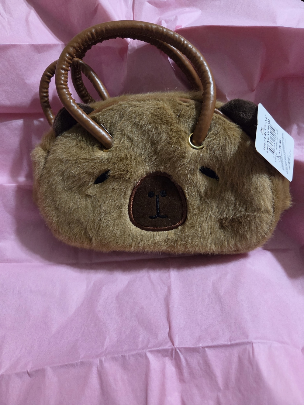 Brown Cappibara Mini Bag - Cute Faux Fur Handbag